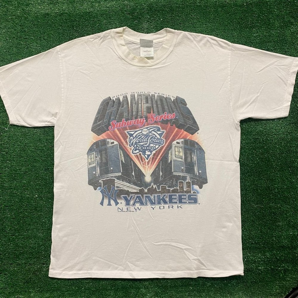 Vintage Y2K New York Yankees Subway Series Champions T-Shirt 2000 MLB White L